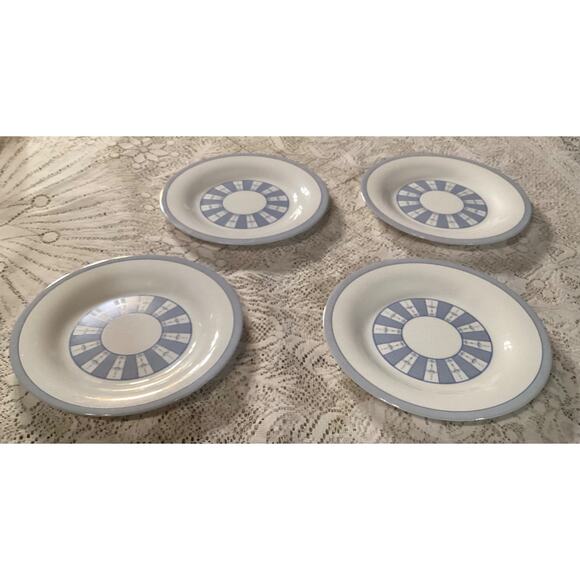 Set of 4 Martha Stewart Everyday Garden Trellis 7.75” Salad Plates Blue White - Picture 2 of 9